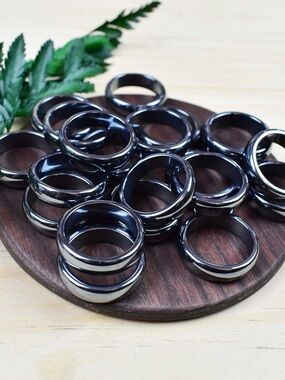Genuine Hematite Rings 4 Set - Negative Energy Ring Multiple Sizes NWOT-